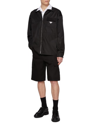PRADA | Logo Plaque Flap Pocket Zip Up Shirt Jacket | Men PRADA | Logo Plaque Flap Pocket Zip Up Shirt Jacket | Men
