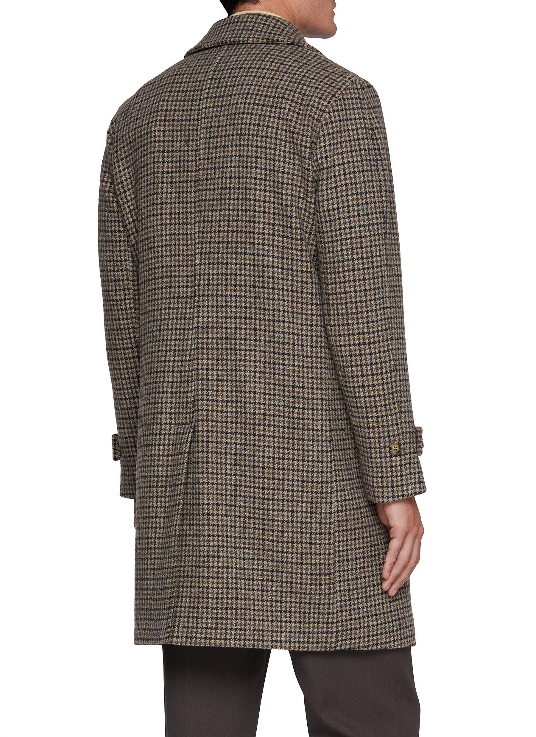 Marcello Virgin Wool Houndstooth Overcoat - Thumbnail 3