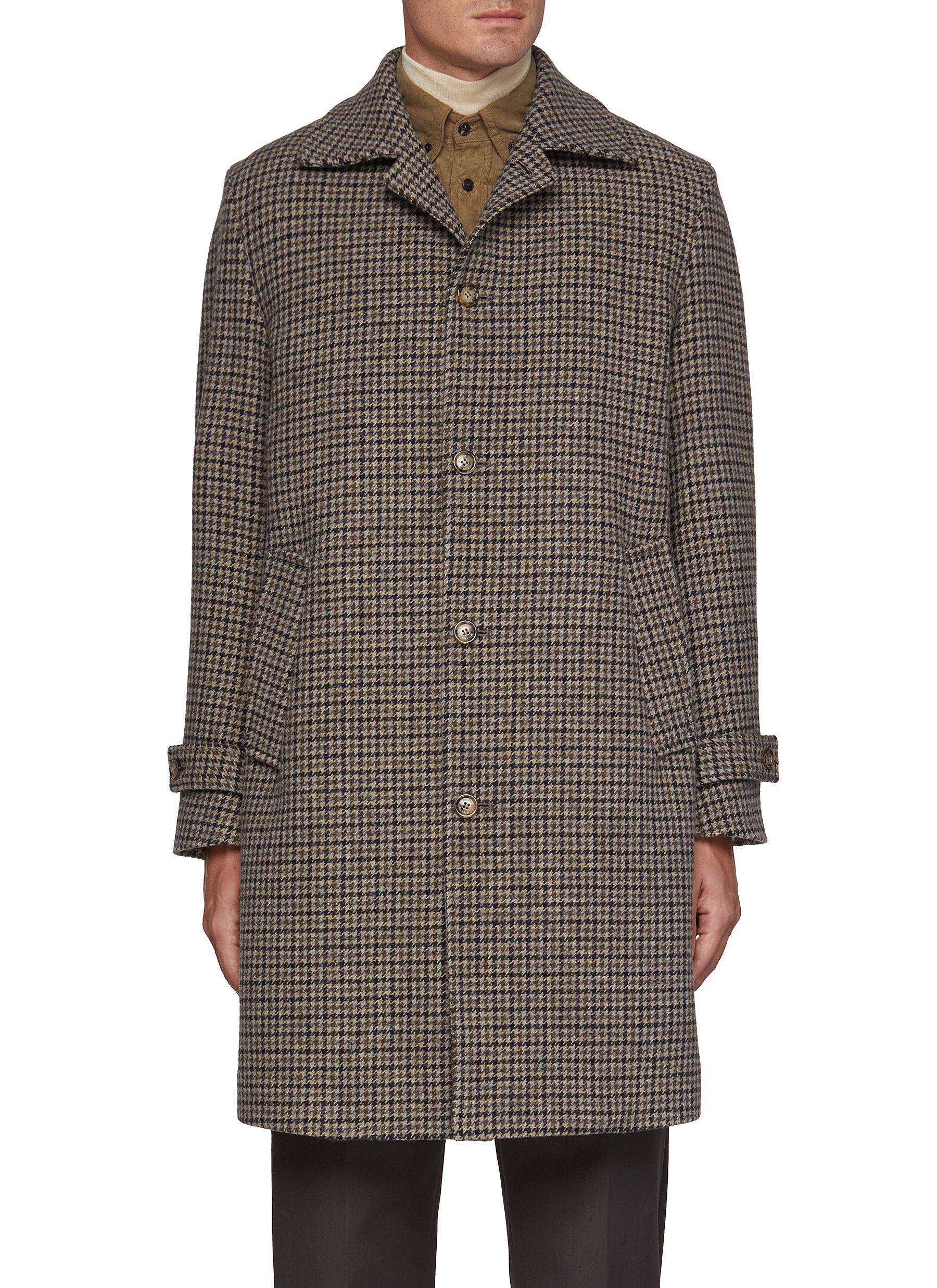 Marcello Virgin Wool Houndstooth Overcoat