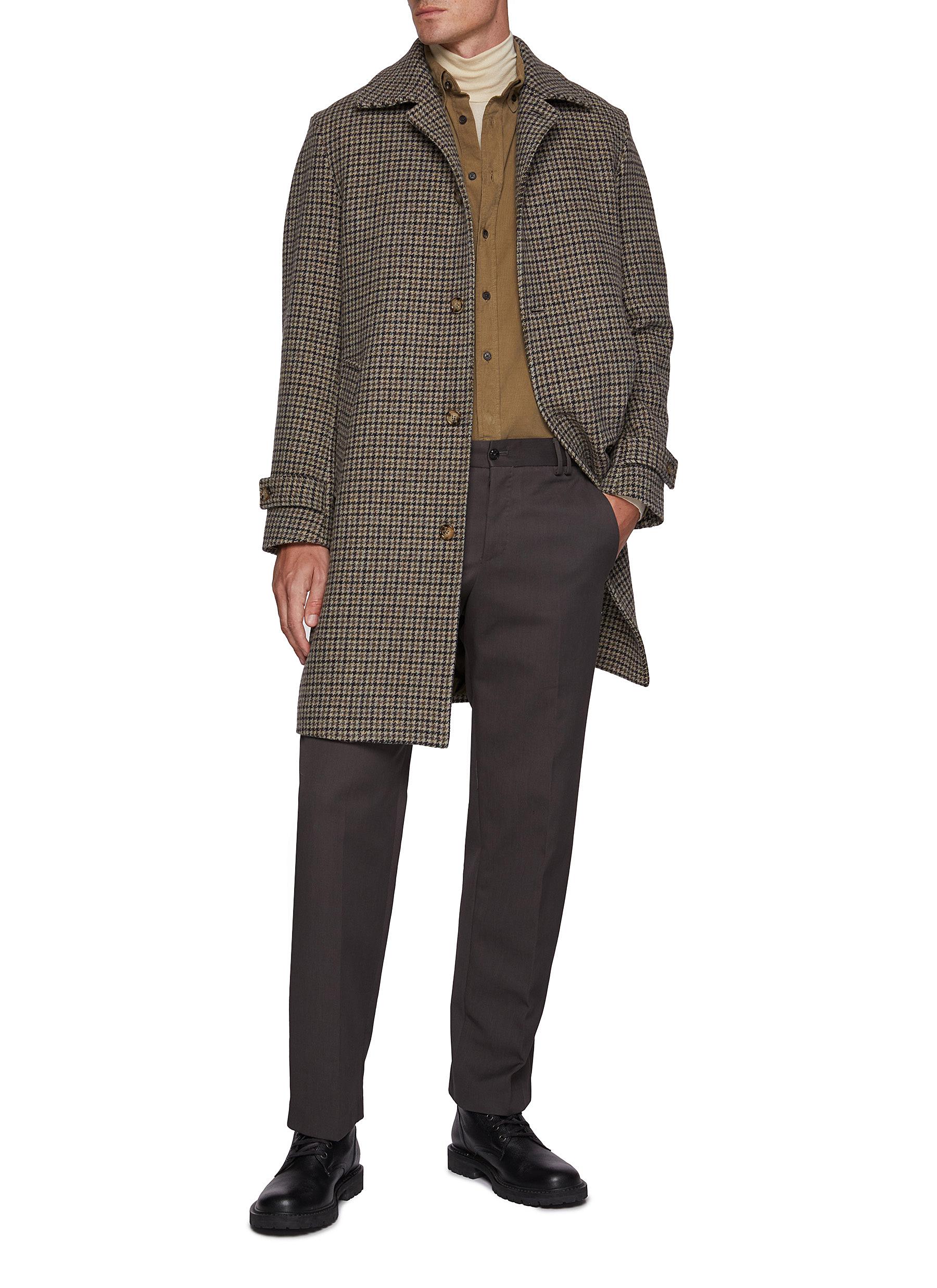 Marcello Virgin Wool Houndstooth Overcoat - Thumbnail 2