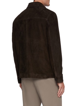 Back View - Click To Enlarge - VALSTAR - Corduroy Collar Padded Leather Jacket