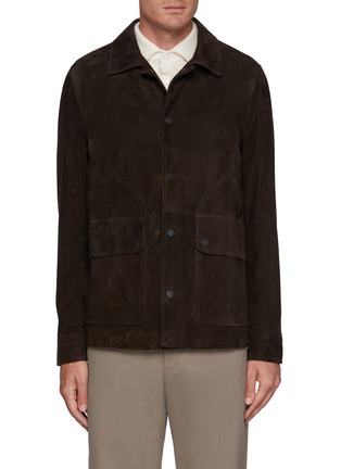Main View - Click To Enlarge - VALSTAR - Corduroy Collar Padded Leather Jacket