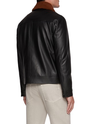 Back View - Click To Enlarge - VALSTAR - Shearling Collar Padded Leather Bomber Jacket