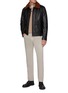 Figure View - Click To Enlarge - VALSTAR - Shearling Collar Padded Leather Bomber Jacket