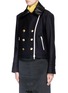 Front View - Click To Enlarge - RAG & BONE - 'Francis' removable collar zip front cropped peacoat