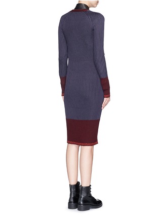 Back View - Click To Enlarge - RAG & BONE - 'Kristin' colourblock Merino wool panel long cardigan