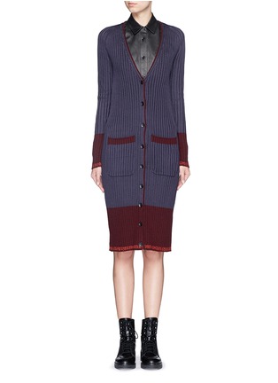 Main View - Click To Enlarge - RAG & BONE - 'Kristin' colourblock Merino wool panel long cardigan