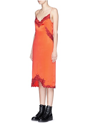 Front View - Click To Enlarge - RAG & BONE - 'Izabella' floral lace trim silk charmeuse dress