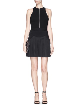 Figure View - Click To Enlarge - ALEXANDER WANG - Perforated accordion pleat skirt
