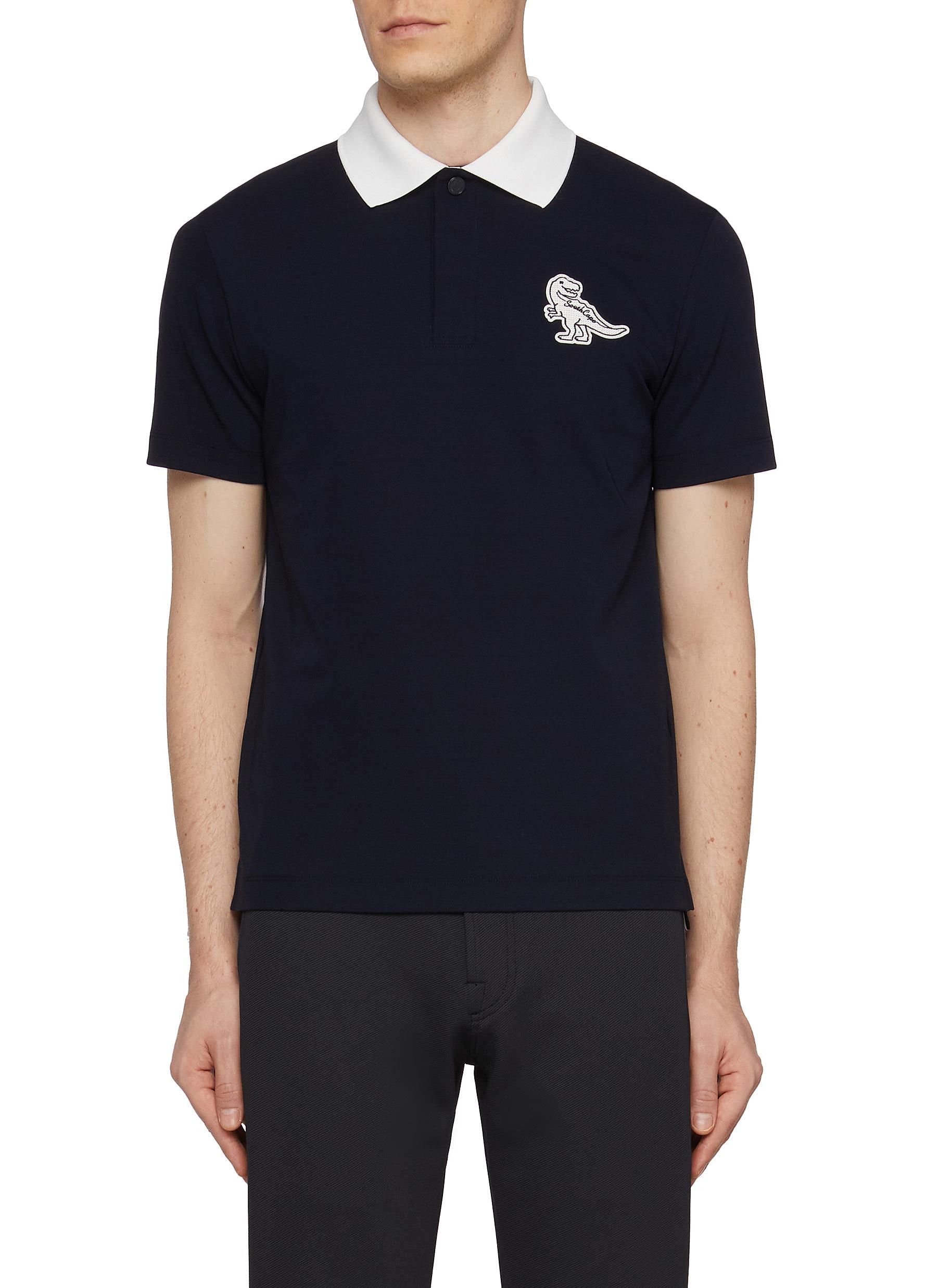 Hidden Placket Contrast Patch Polo Shirt