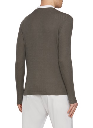 Back View - Click To Enlarge - SOUTHCAPE - Contrast Mock Neck Ribbed T-Shirt