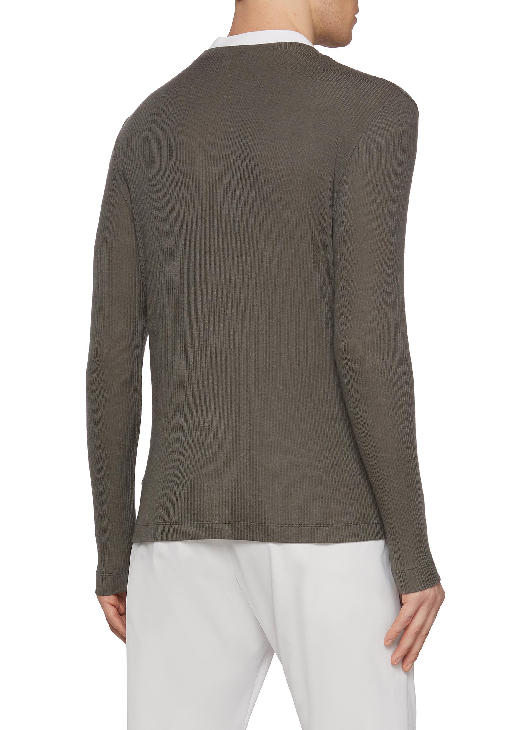 Contrast Mock Neck Ribbed T-Shirt - Thumbnail 3