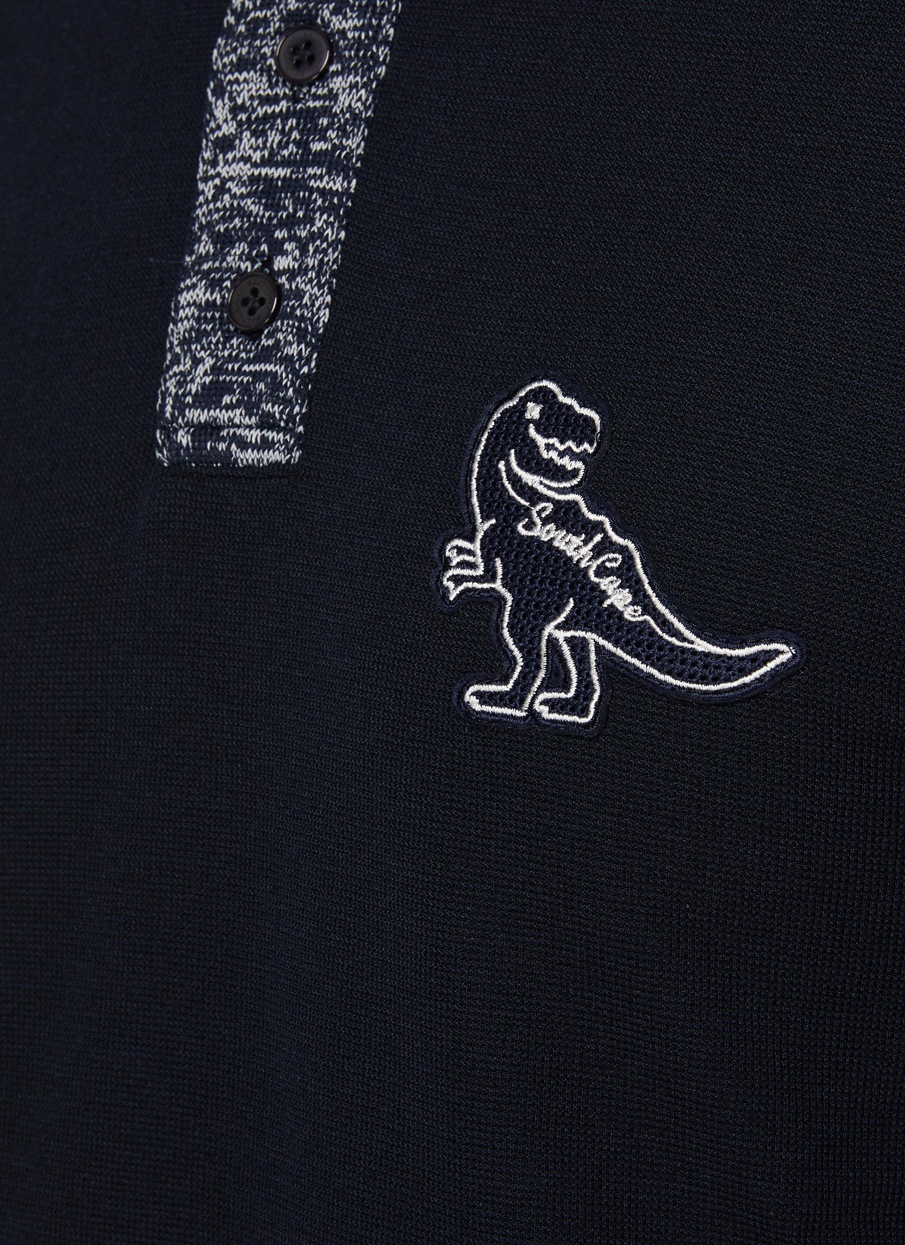 Contrast Neckline Dinosaur Logo Polo Shirt - Thumbnail 4