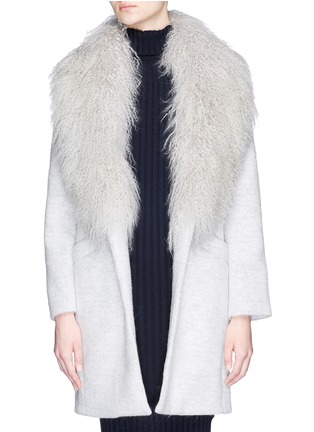 Main View - Click To Enlarge - ELIZABETH AND JAMES - 'Iris' detachable Mongolian fur collar soft focus felted coat
