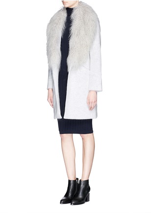 Figure View - Click To Enlarge - ELIZABETH AND JAMES - 'Iris' detachable Mongolian fur collar soft focus felted coat