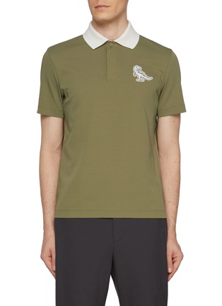 Main View - Click To Enlarge - SOUTHCAPE - Hidden Placket Contrast Patch Polo Shirt