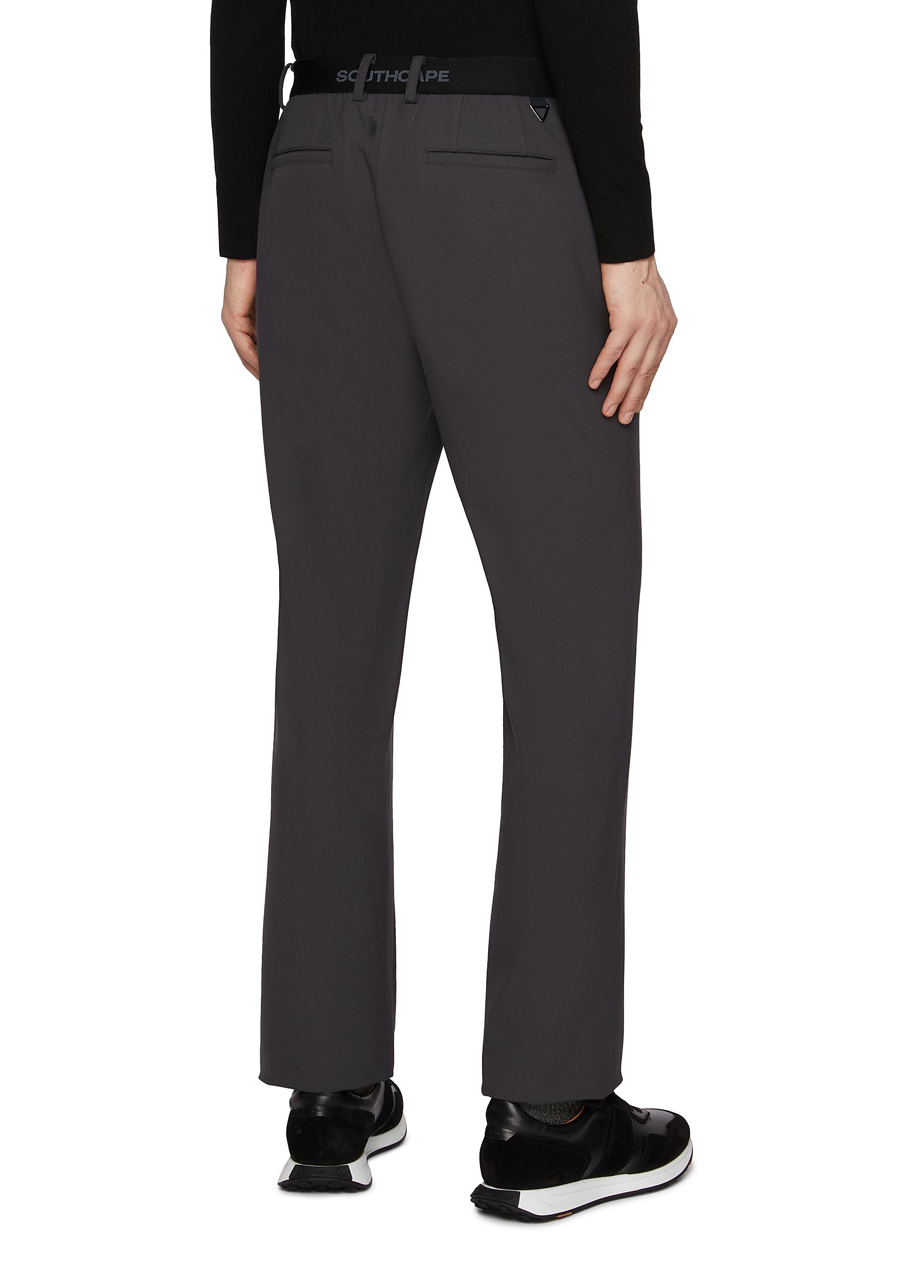 Cropped Contrast Logo Waistband Pants - Thumbnail 3