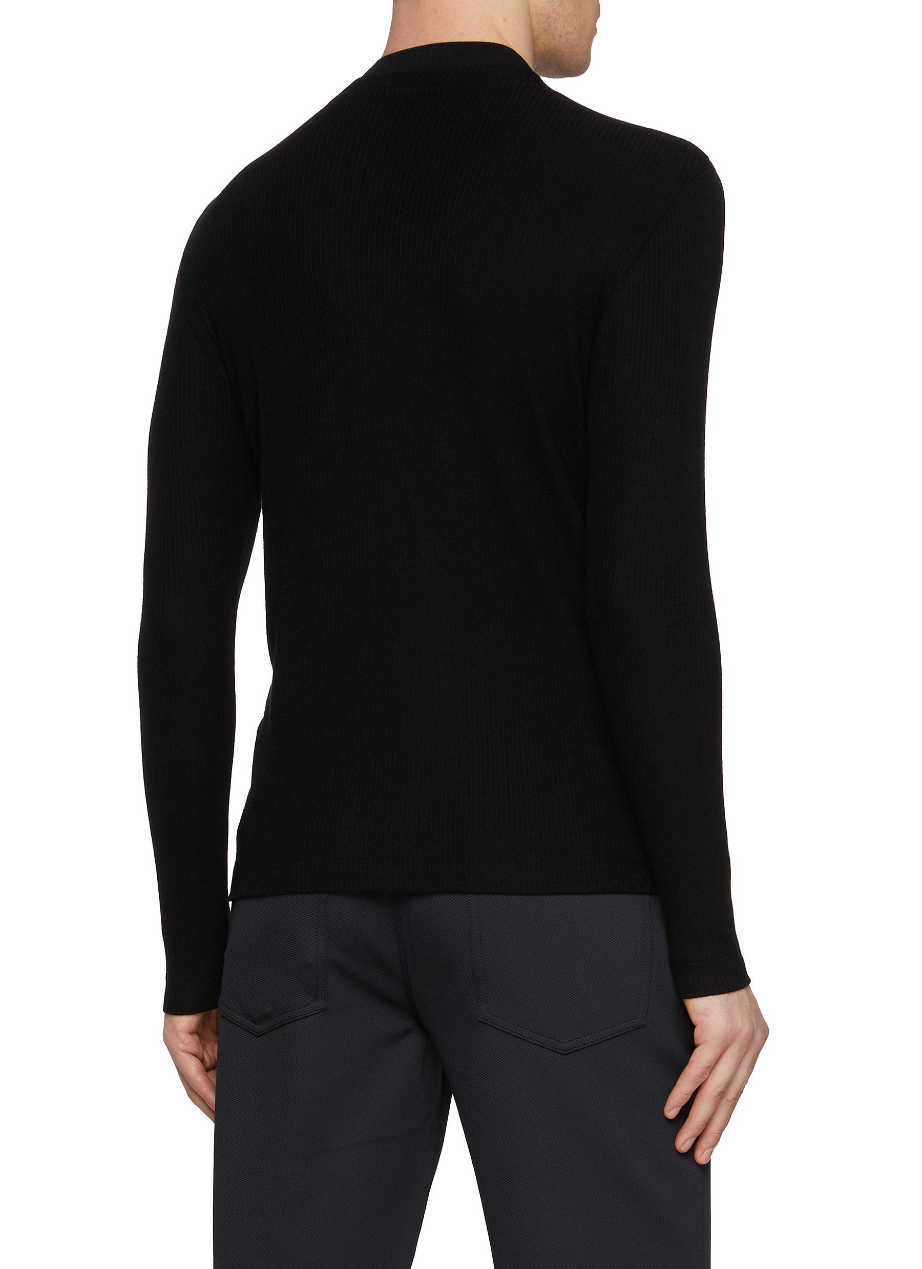 Logo Mock Neck Ribbed T-Shirt - Thumbnail 3