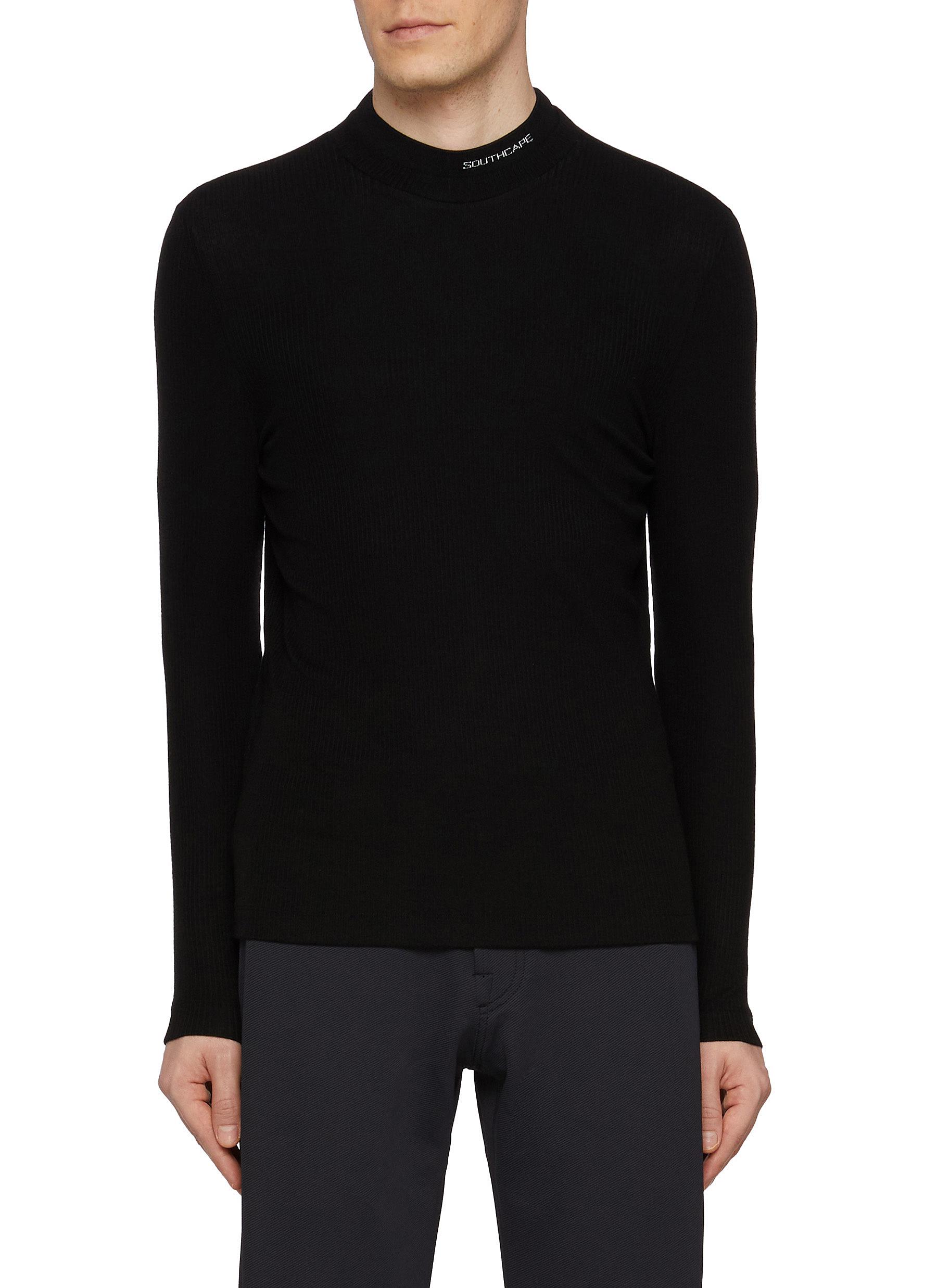 Logo Mock Neck Ribbed T-Shirt