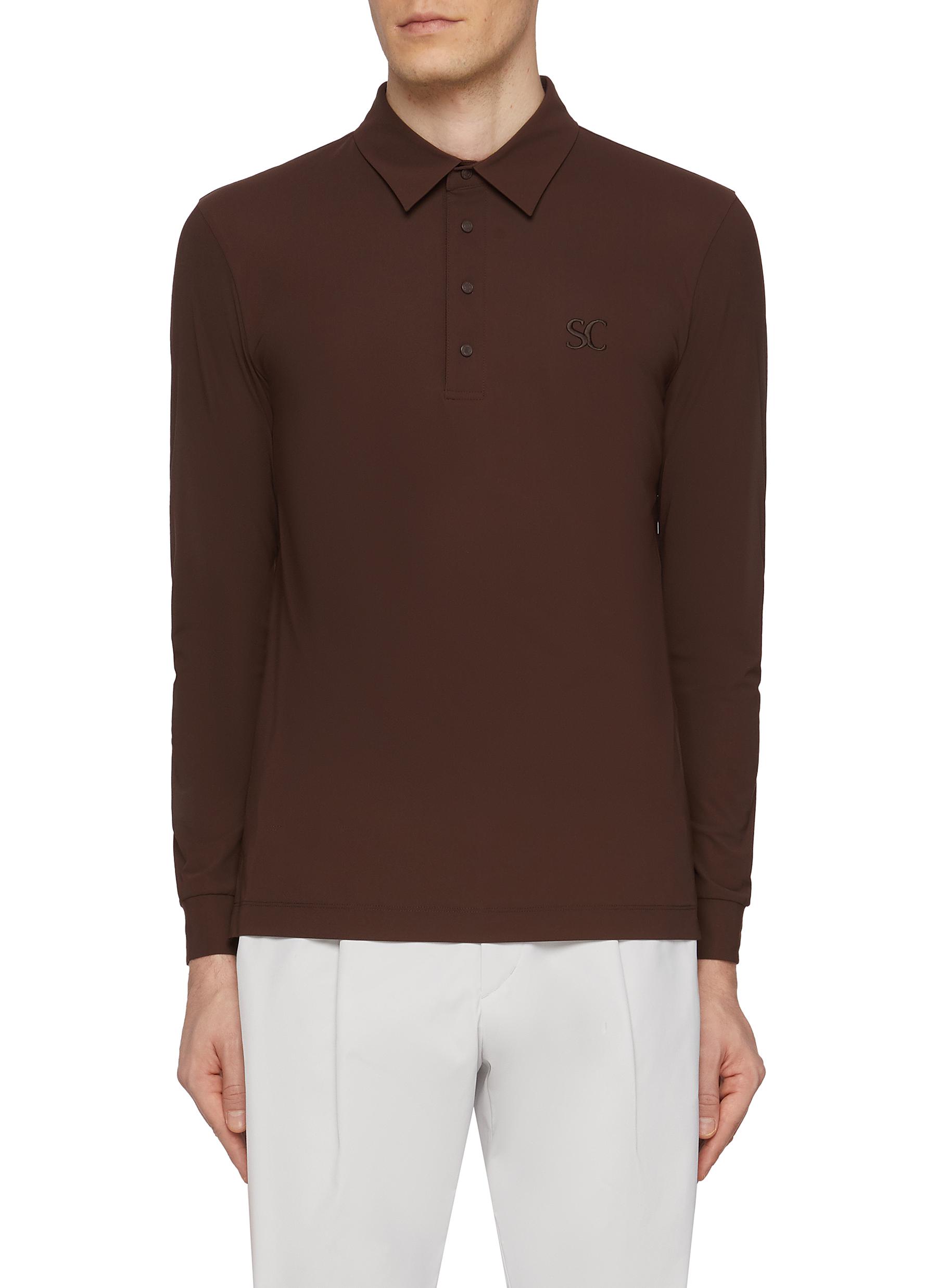 Snap Button Embroidered Logo Polo Shirt