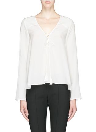 Main View - Click To Enlarge - ELIZABETH AND JAMES - 'Draven' lace-up silk blouse