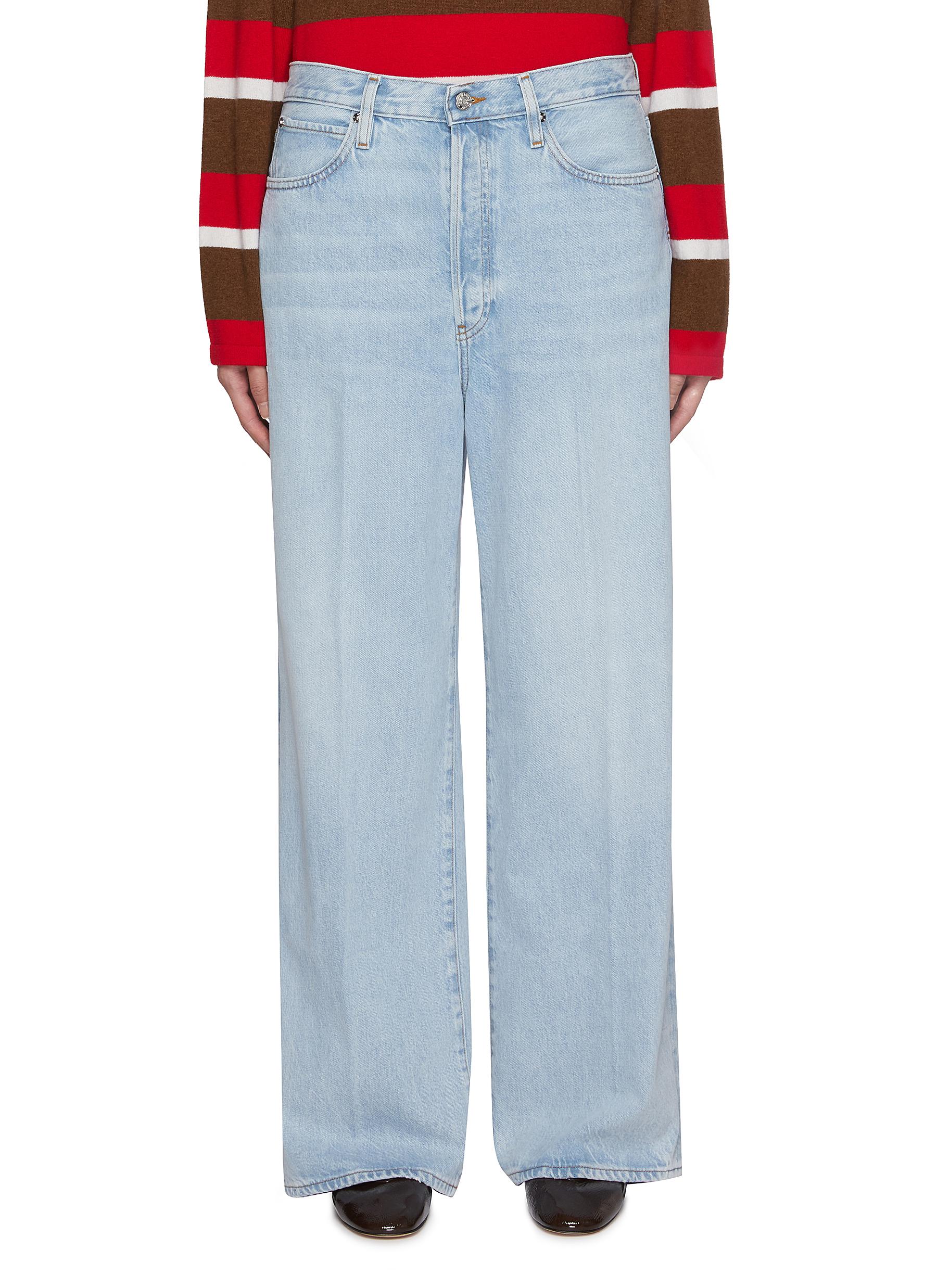 【らら】Womens washed denim wide pants Amazon.com: Women's Retro High Street Washed Jeans Women's