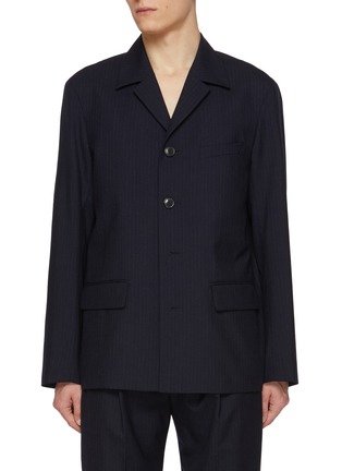 Main View - Click To Enlarge - DRIES VAN NOTEN - Bays Camp Collar Single Breasted Pinstripe Wool Blazer