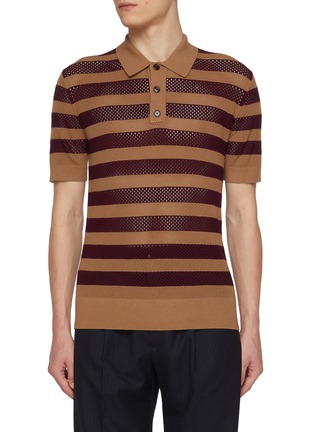 Main View - Click To Enlarge - DRIES VAN NOTEN - Mercy Contrast Stripe Knitted Polo Shirt