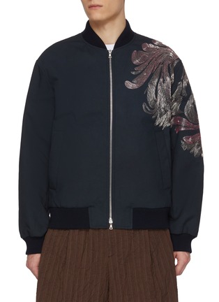 Main View - Click To Enlarge - DRIES VAN NOTEN - Scribble Volker Embroidery Cotton Bomber Jacket