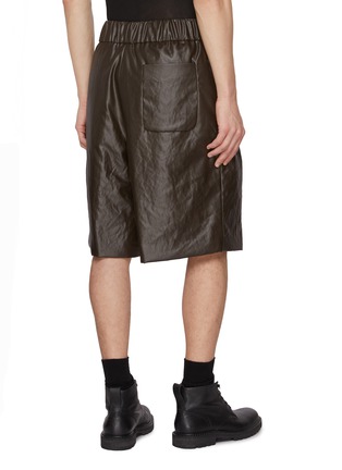 Back View - Click To Enlarge - DRIES VAN NOTEN - Plato Elasticated Shiny Bermuda Shorts