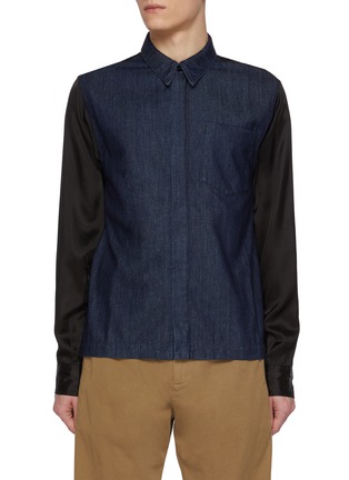 Main View - Click To Enlarge - DRIES VAN NOTEN - Corran Two-Toned Hidden Placket Pocket Shirt