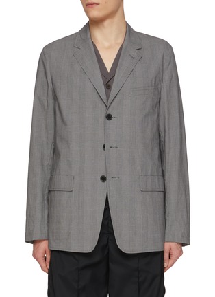 Main View - Click To Enlarge - DRIES VAN NOTEN - Bilbo Notch Lapel Singe Breasted Checkered Cotton Blend Blazer