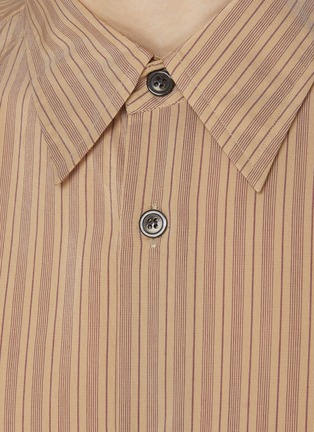  - DRIES VAN NOTEN - Croom Point Collar Striped Cotton Blend Shirt