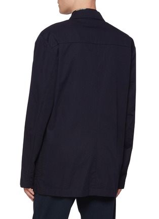 Back View - Click To Enlarge - DRIES VAN NOTEN - Caplans Peak Lapel Double Breasted Patch Pocket Cotton  Blazer