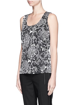 Front View - Click To Enlarge - ST. JOHN - Metallic rose leopard print knit tank top