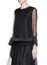 Front View - Click To Enlarge - ARMANI COLLEZIONI - Sheer sleeve silk organza top