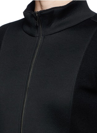 Detail View - Click To Enlarge - ARMANI COLLEZIONI - Neoprene panel wool knit jacket