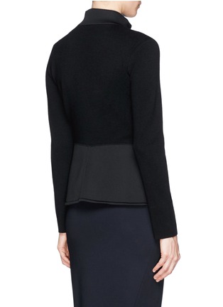 Back View - Click To Enlarge - ARMANI COLLEZIONI - Neoprene panel wool knit jacket