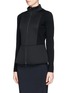 Front View - Click To Enlarge - ARMANI COLLEZIONI - Neoprene panel wool knit jacket