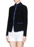 Front View - Click To Enlarge - ARMANI COLLEZIONI - Contrast piping wool jacket