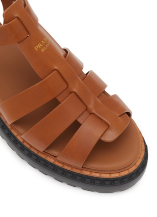 Detail View - Click To Enlarge - PRADA - Double Chocolate Leather Sandals