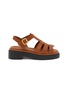 Main View - Click To Enlarge - PRADA - Double Chocolate Leather Sandals