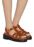 Figure View - Click To Enlarge - PRADA - Double Chocolate Leather Sandals