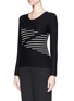 Front View - Click To Enlarge - ARMANI COLLEZIONI - Cutoff stripe intarsia cashmere blend sweater