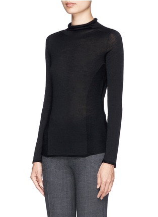 Front View - Click To Enlarge - ARMANI COLLEZIONI - Sheer front wool sweater