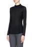 Front View - Click To Enlarge - ARMANI COLLEZIONI - Sheer front wool sweater