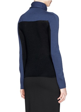 Back View - Click To Enlarge - ARMANI COLLEZIONI - Colourblock virgin wool sweater