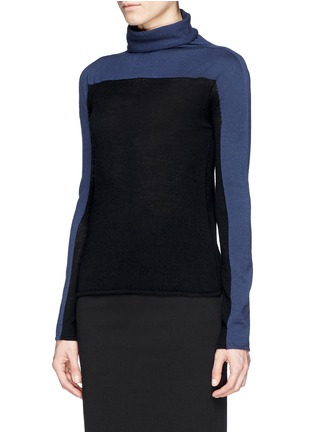 Front View - Click To Enlarge - ARMANI COLLEZIONI - Colourblock virgin wool sweater