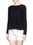 Front View - Click To Enlarge - ARMANI COLLEZIONI - Side pleat virgin wool sweater