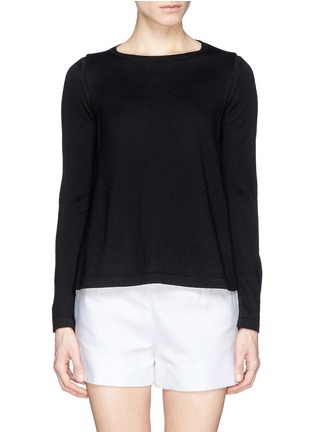 Main View - Click To Enlarge - ARMANI COLLEZIONI - Side pleat virgin wool sweater